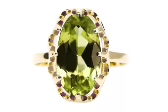Peridoto amarillo Oro amarillo de 14 quilates Anillo Artesanía vintage vrc253y